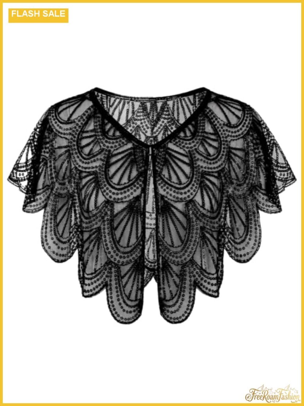 Sequin Beaded 1920s Shawl Wrap Evening Cape Formal Free Size Jazz Gatsby Party